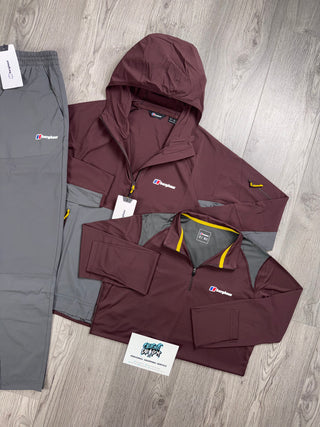 Berghaus 3 Piece Theran, Half Zip Maroon | Dark Grey Tracksuit