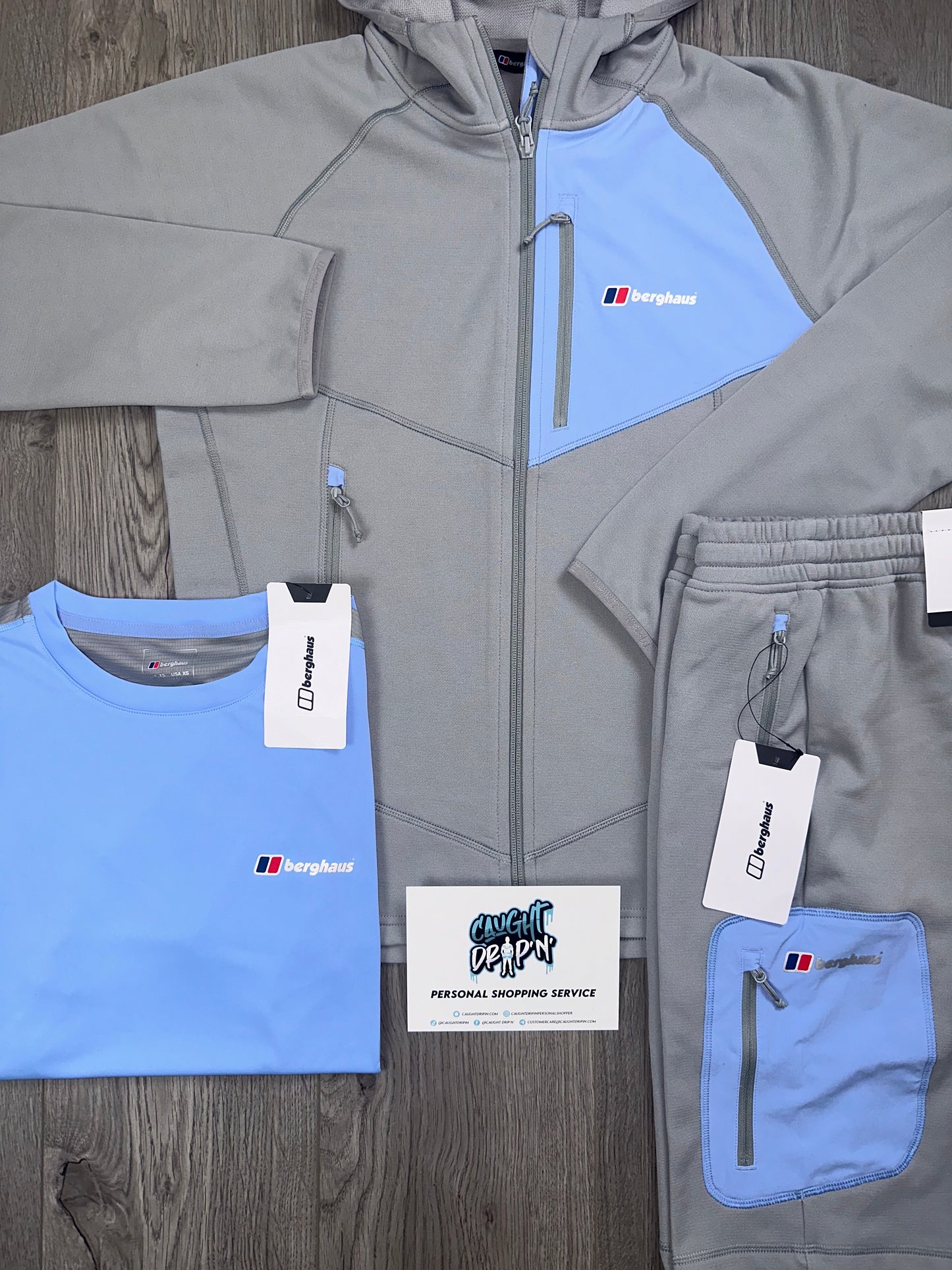 Berghaus 3 Piece Grey | Baby Blue Full Zip Hoodie Set