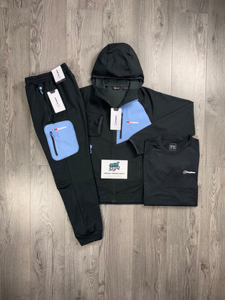 Berghaus 3 Piece Full Zip Black, Baby Blue Tracksuit