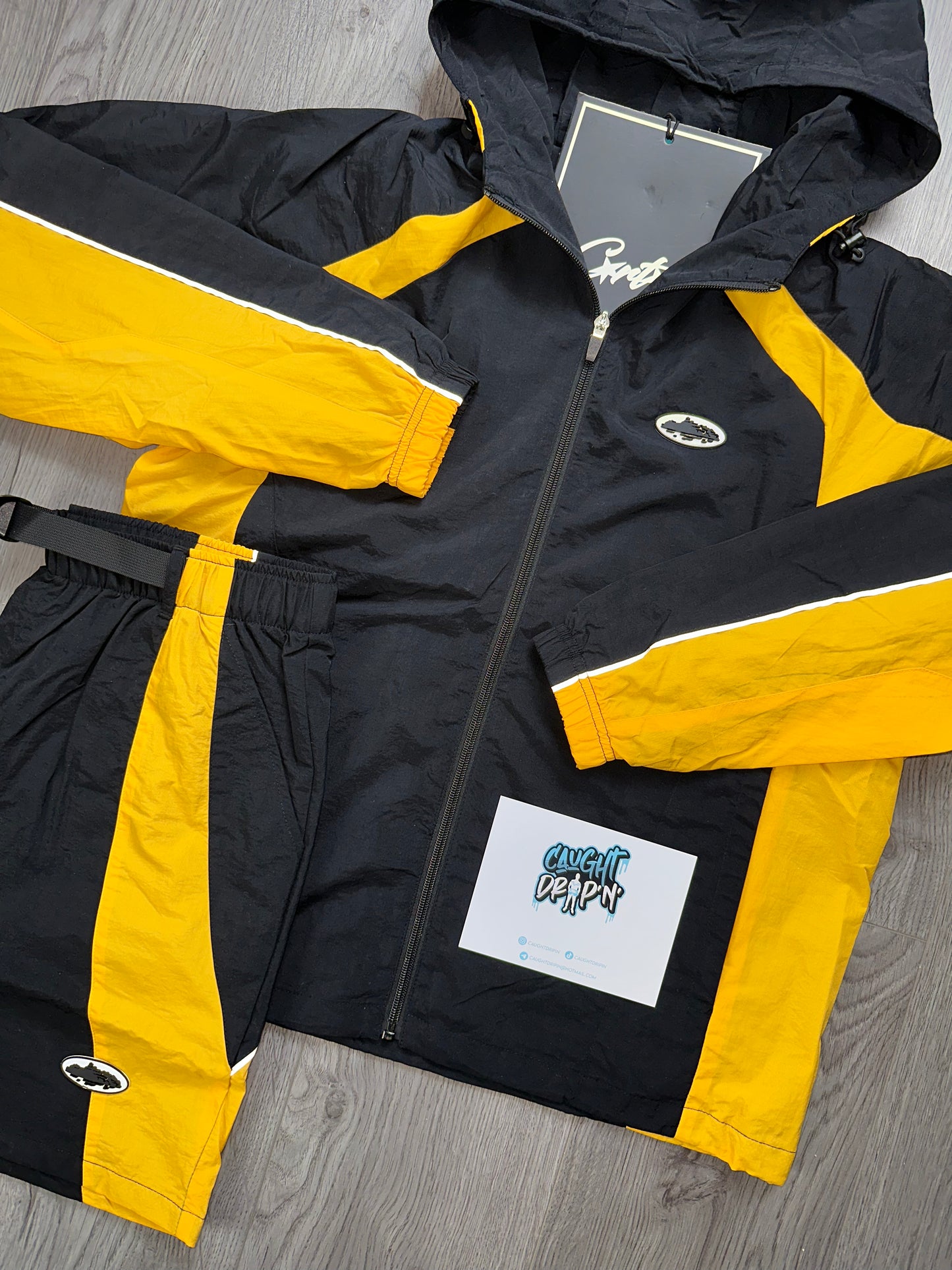 Corteiz Black | Yellow Windbreaker Set