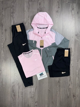 Nike 4 Piece Windrunner Pink Foam, Black Tracksuit | Shorts Set