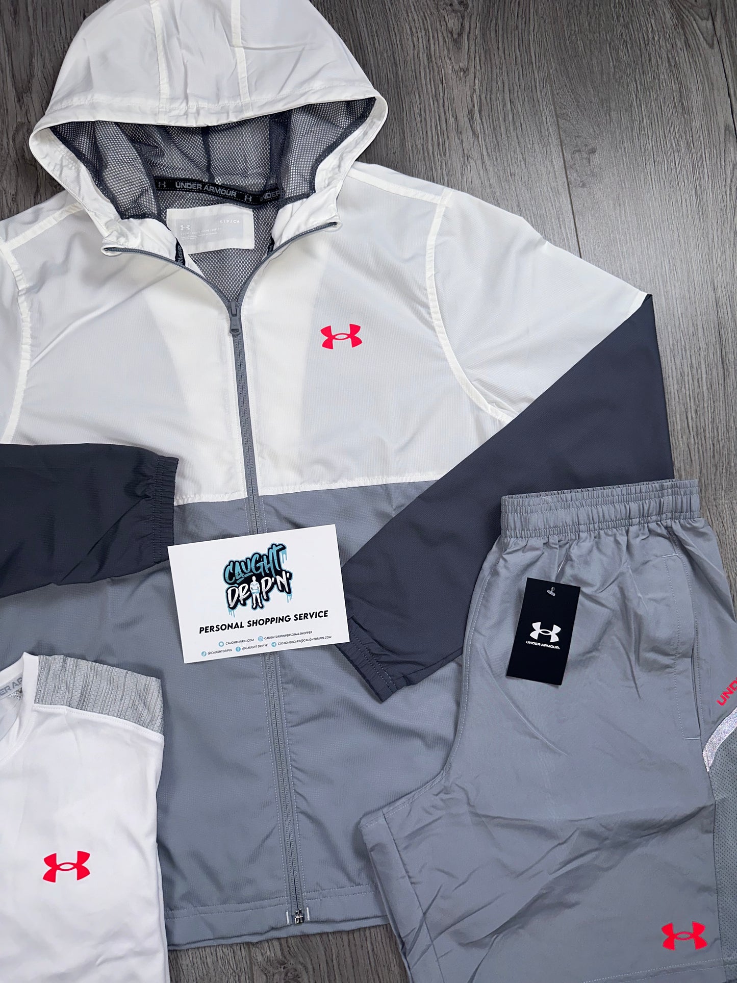 Under Armour 3 Piece Windrunner Set Grey | White