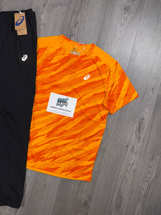 ASICS Bright Orange, Black Tee | Bottoms Set