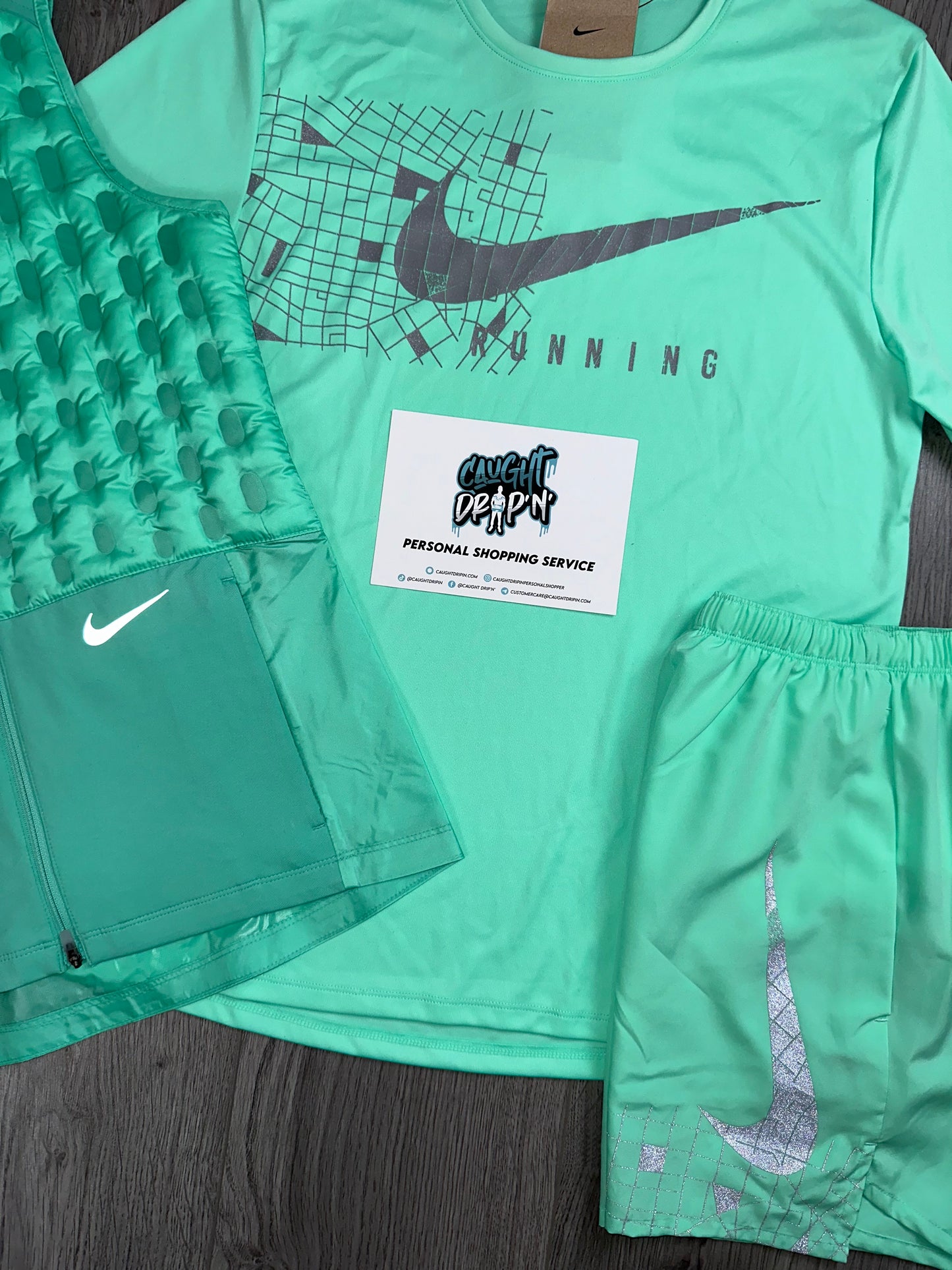 Nike 3 Piece Running Gilet Mint Green Set