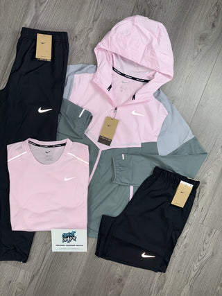 Nike 4 Piece Windrunner Pink Foam, Black Tracksuit | Shorts Set