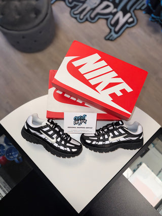 Nike P-6000 Black, White Leather Material 2025 (Please Note. Custom Made. 4 Week Wait For Manufacture & Arrival)