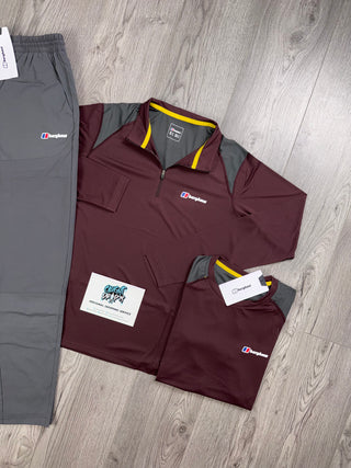 Berghaus 3 Piece Half Zip Maroon | Dark Grey Tracksuit