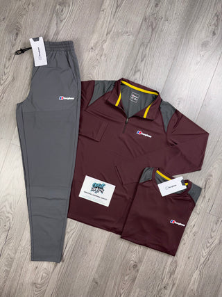 Berghaus 3 Piece Half Zip Maroon | Dark Grey Tracksuit