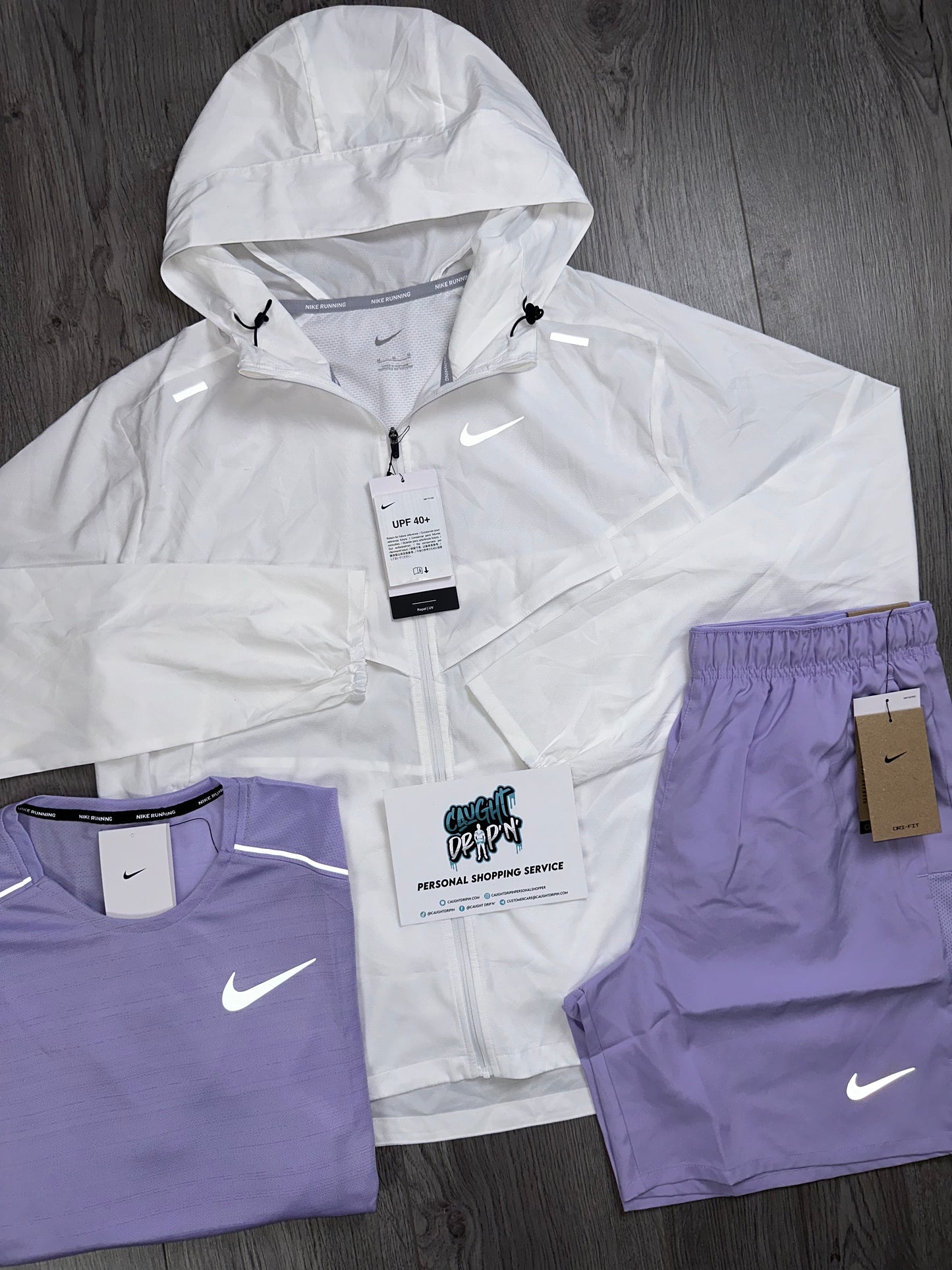 Nike 3 Piece White Windrunner Set | Lavender