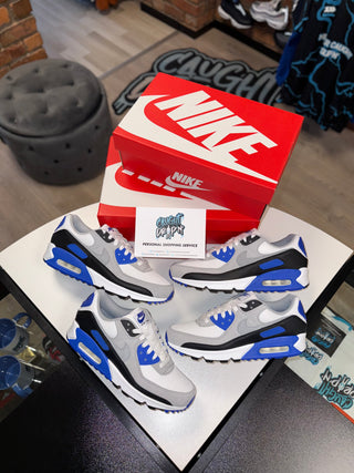 Nike Air Max 90’s White | Hyper Royal Blue