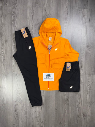 ASICS Windrunner Bright Orange, Black Tracksuit | Shorts Set