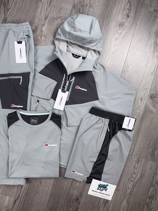 Berghaus 4 Piece Full Zip Light Grey, Dark Grey Tracksuit | Shorts Set