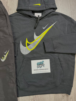 Nike Multi Swoosh Cargo Tracksuit Black | Neon