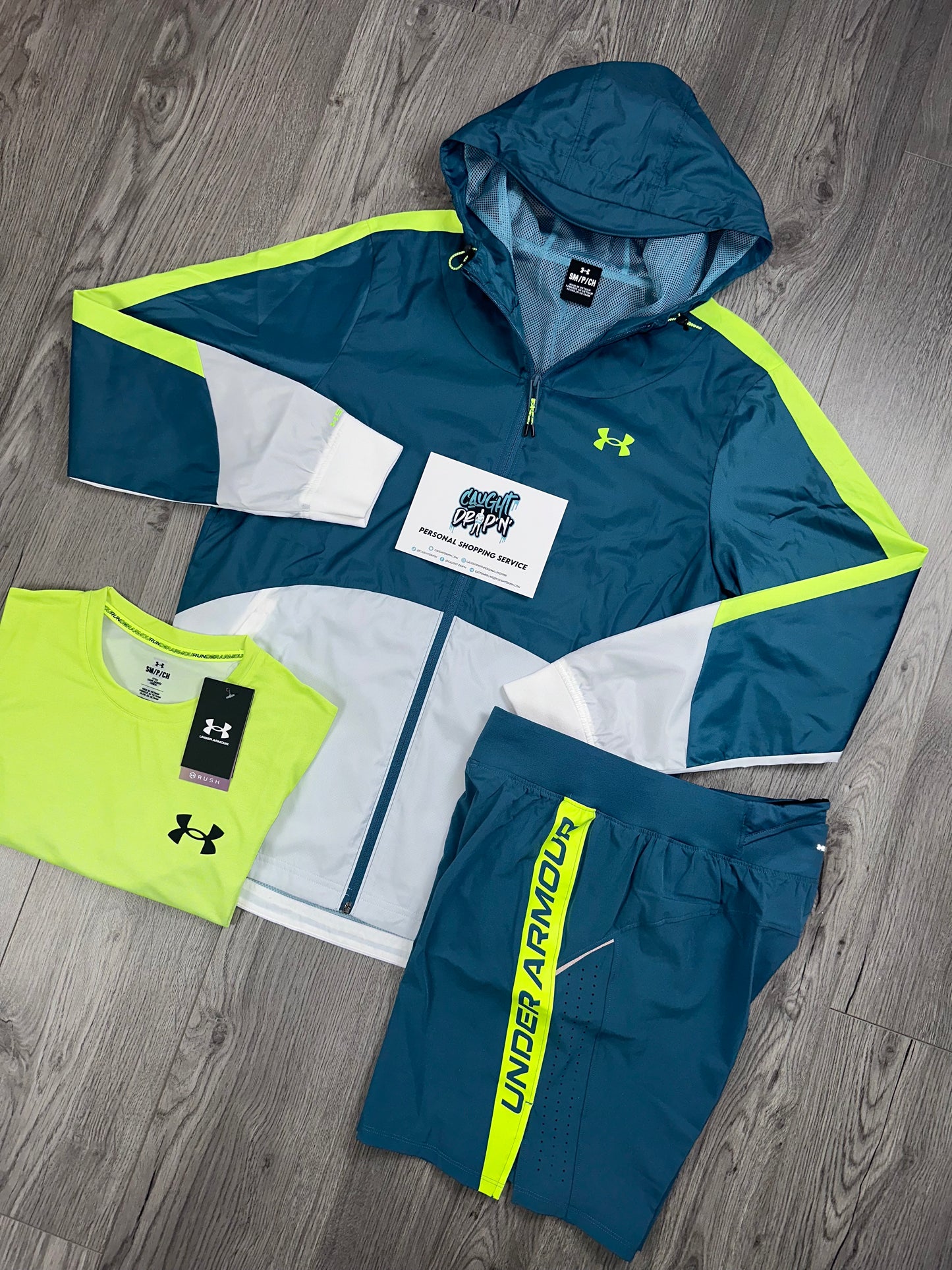 Under Armour 3 Piece Windrunner Set Teal | Lime