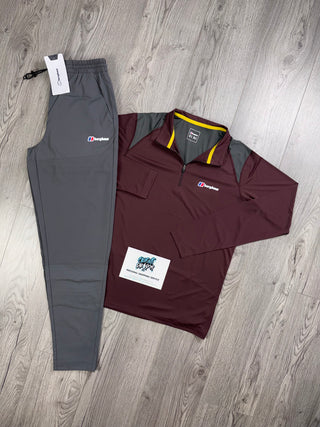 Berghaus Tech Half Zip Maroon | Dark Grey Tracksuit