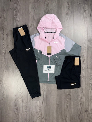 Nike Windrunner Pink Foam, Black Shorts Set | Tracksuit