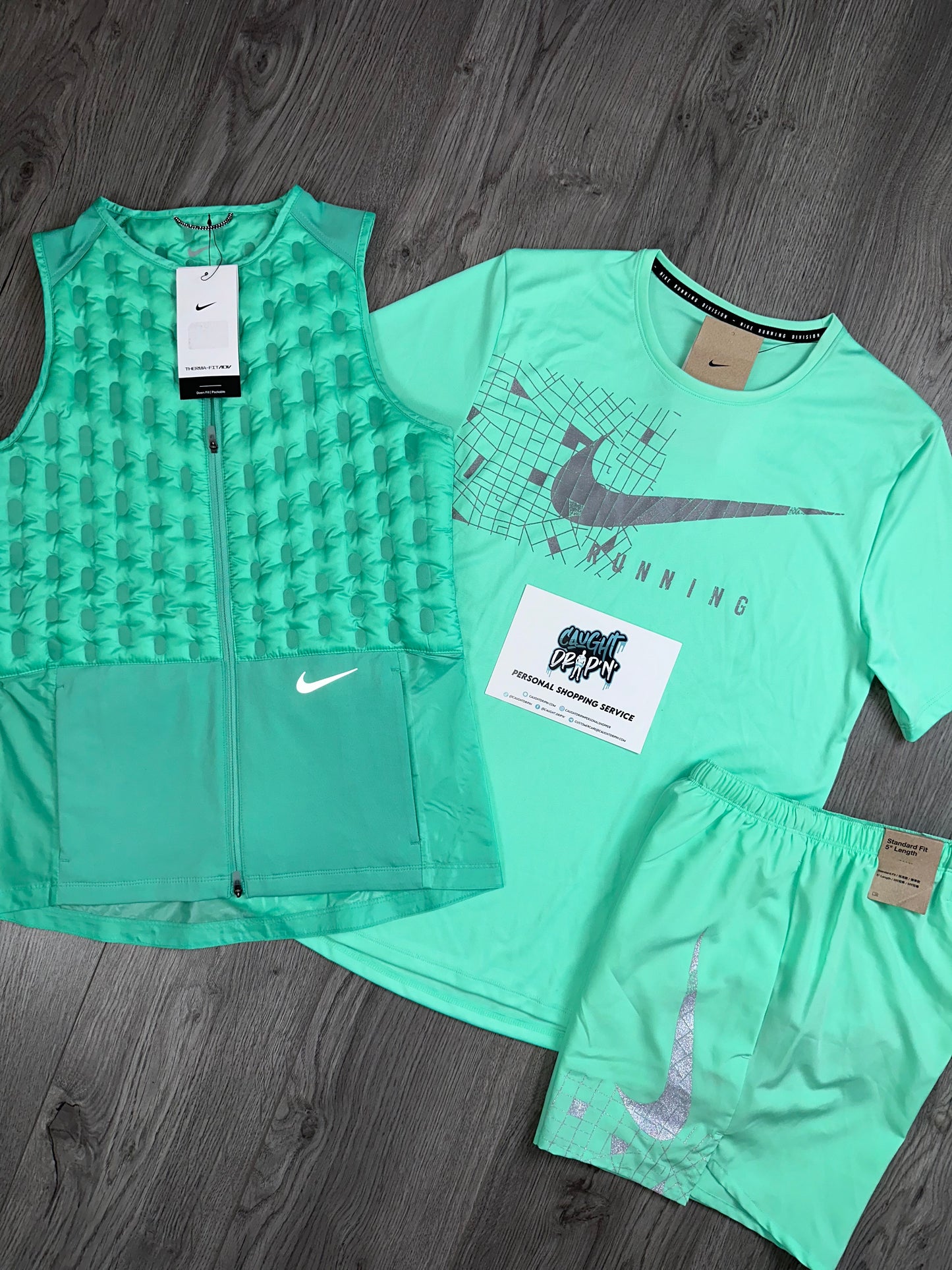 Nike 3 Piece Running Gilet Mint Green Set