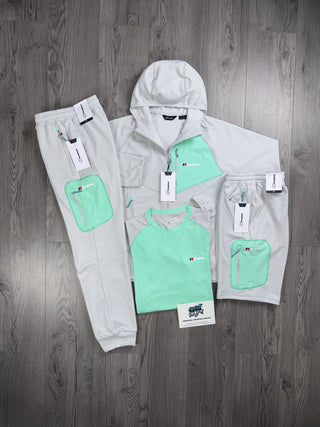 Berghaus 4 Piece Full Zip Light Grey, Mint Tracksuit | Shorts Set
