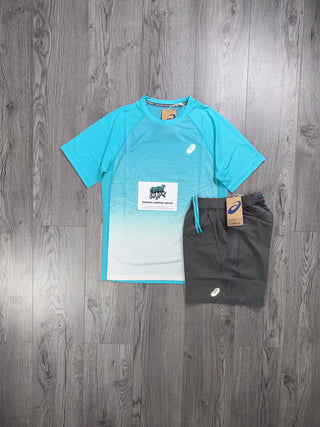 ASICS Aqua, White Wave Tee | Shorts Set