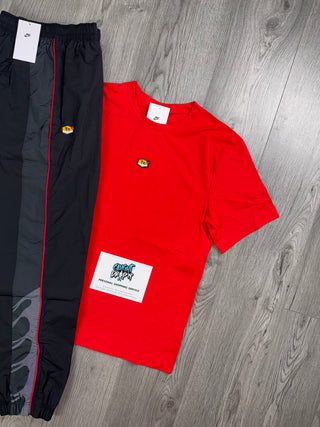 Nike TN Black, University Red Tee | Bottoms Set (Oversized Fit. Recommend Sizing Down)