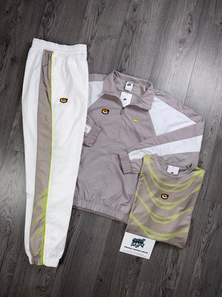 Nike 3 Piece TN Beige, White, Volt Tracksuit (Oversized Fit. Recommend Sizing Down)
