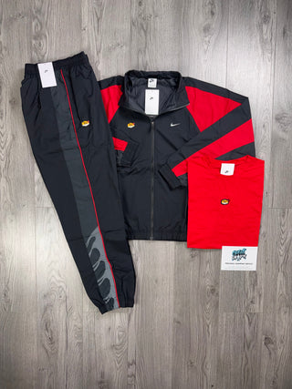 Nike 3 Piece TN Black, University Red Tracksuit (Oversized Fit. Recommend Sizing Down)