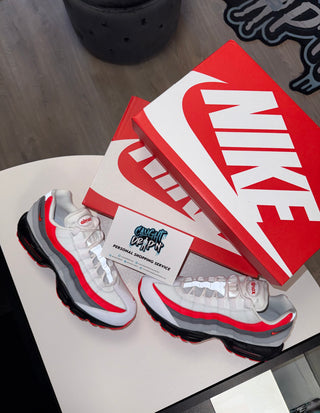 Nike Air Max 95’s White Platinum | Crimson Red 2018