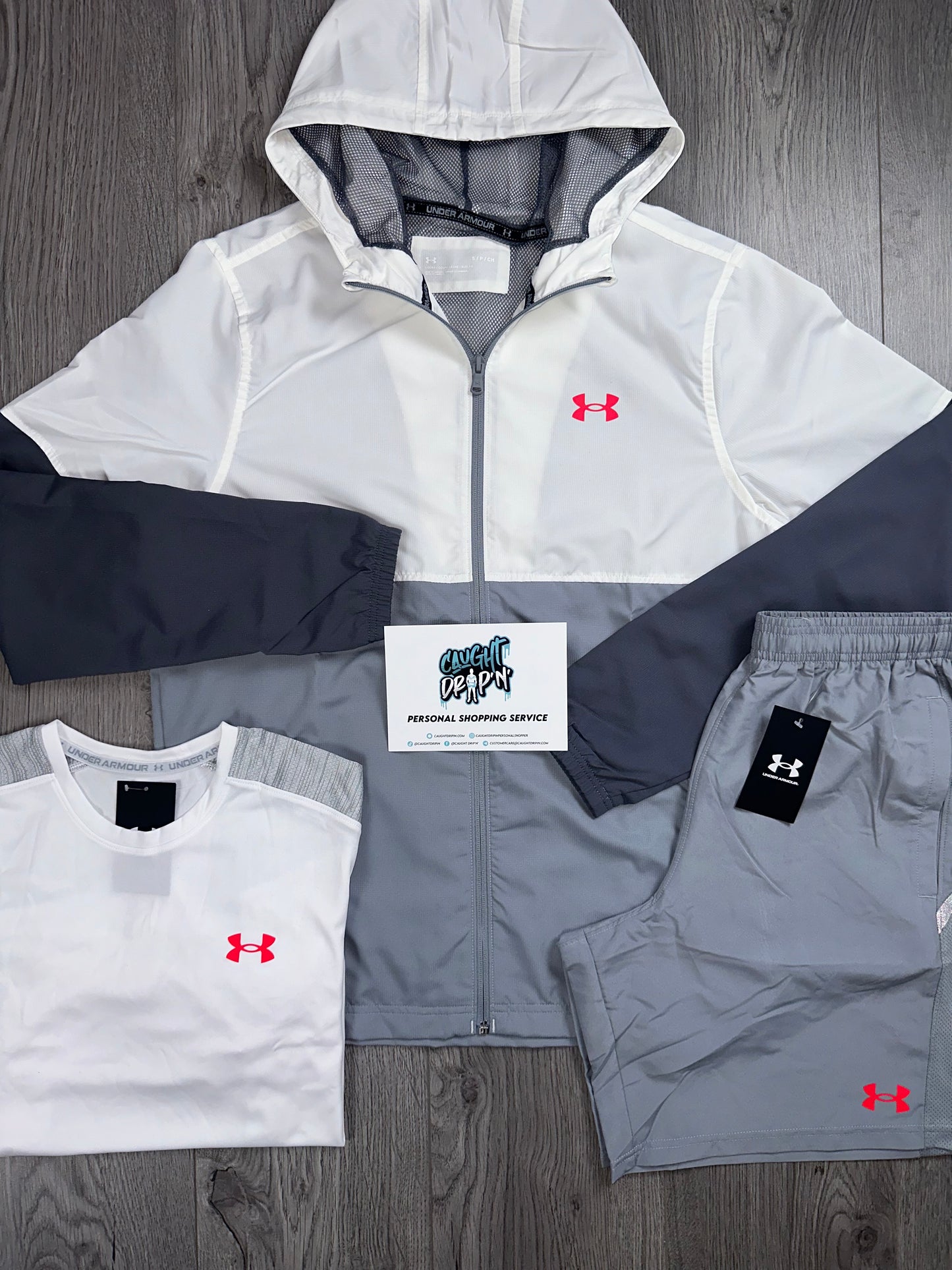 Under Armour 3 Piece Windrunner Set Grey | White