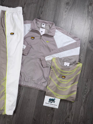 Nike 3 Piece TN Beige, White, Volt Tracksuit (Oversized Fit. Recommend Sizing Down)