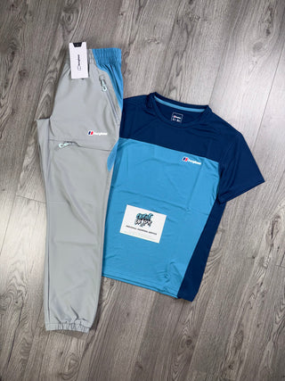 Berghaus Tech Cool Grey, Bright Blue Tee | Bottoms Set