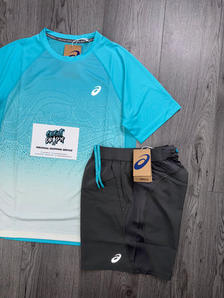ASICS Aqua, White Wave Tee | Shorts Set
