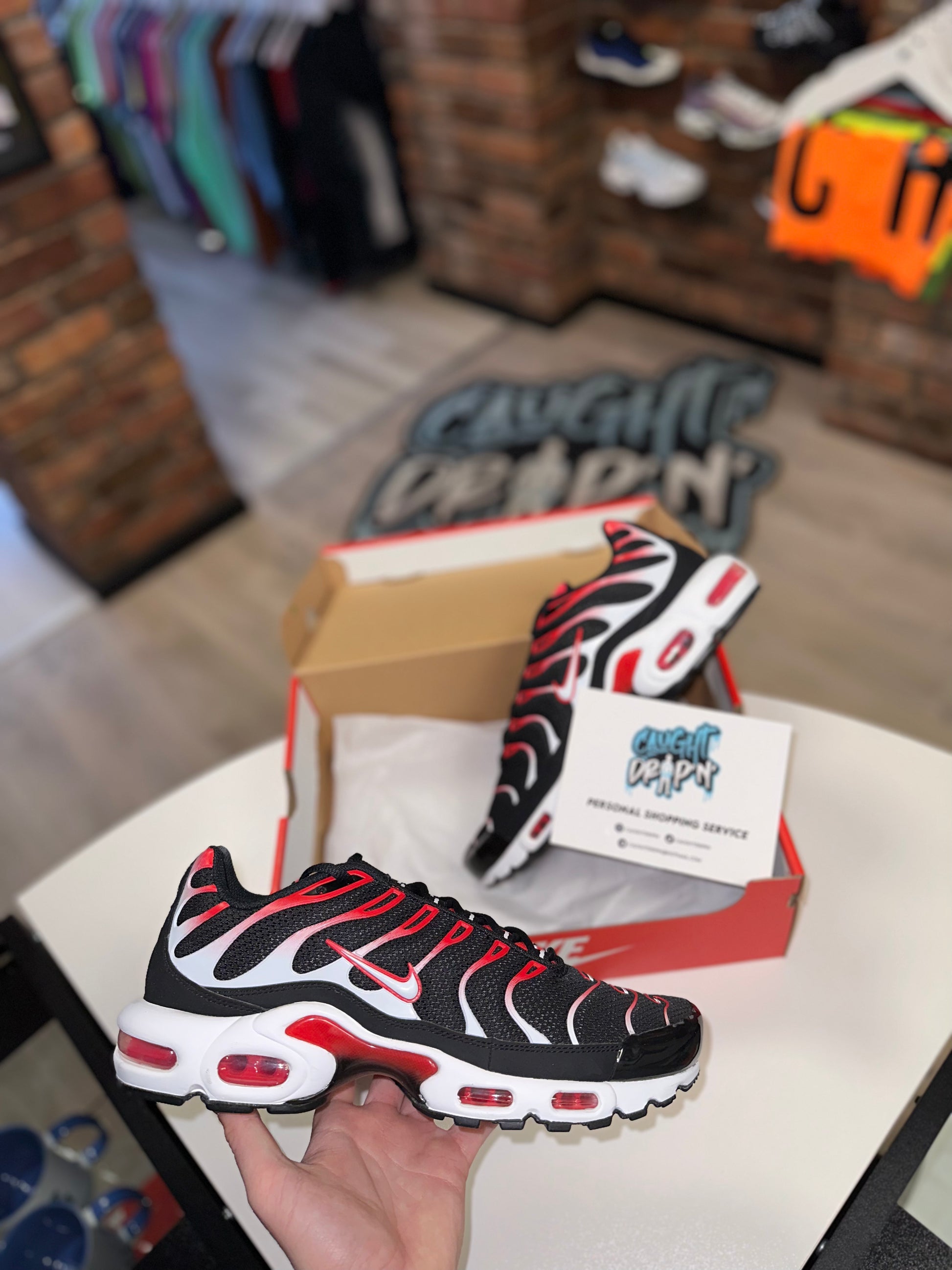 Nike Air Max Plus TN Black University Red Caught Drip N