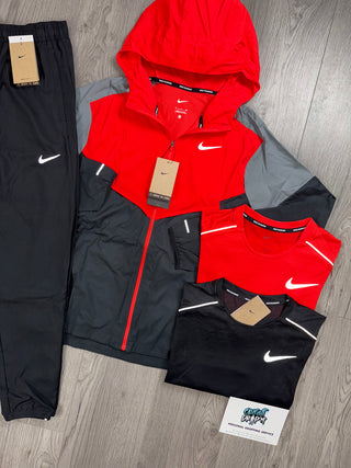 Nike 4 Piece Windrunner Light Crimson Red | OG Black Miler | OG Crimson Red Miler Tracksuit