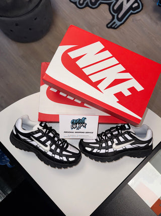 Nike P-6000 Black, White Leather Material 2025 (Please Note. Custom Made. 4 Week Wait For Manufacture & Arrival)