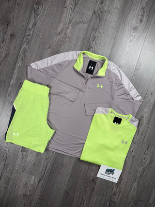 Under Armour 3 Piece Old Season Half Zip Beige |  Lime Green Set