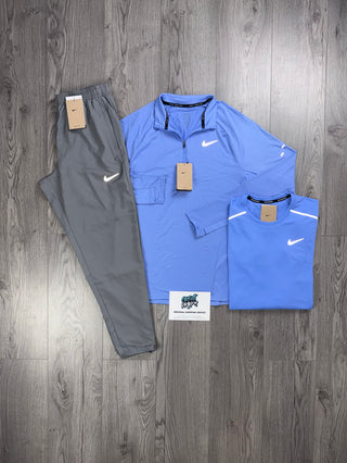 Nike 3 Piece Stride Half Zip Royal Pulse | Grey Tracksuit