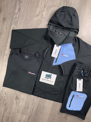 Berghaus 3 Piece Full Zip Black, Baby Blue | Shorts Set