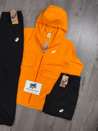 ASICS Windrunner Bright Orange, Black Tracksuit | Shorts Set