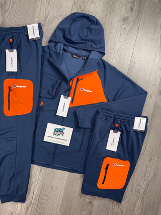 Berghaus 3 Piece Full Zip Obsidian, Bright Orange Tracksuit | Shorts Set