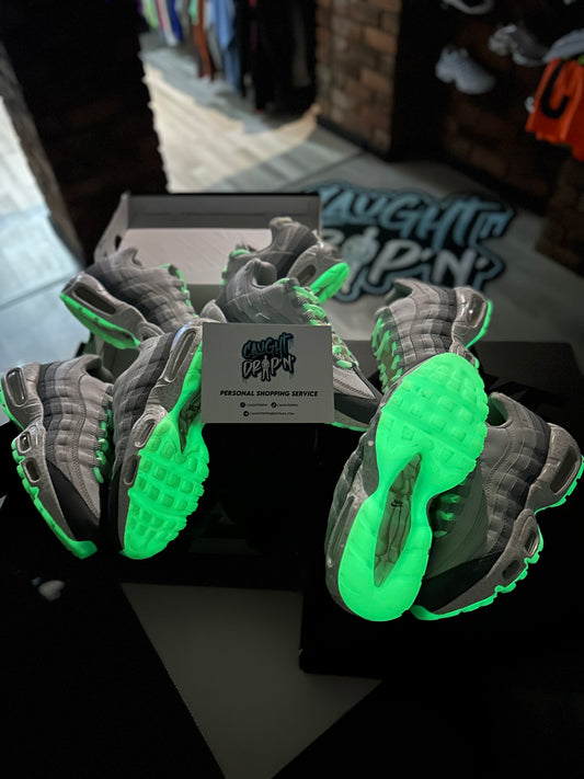Nike Air Max 95’s Light Bone | Green Glow In The Dark