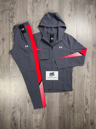 Under Armour Storm Smoke Grey, Racer Red Tracksuit