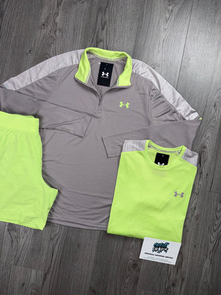 Under Armour 3 Piece Old Season Half Zip Beige |  Lime Green Set
