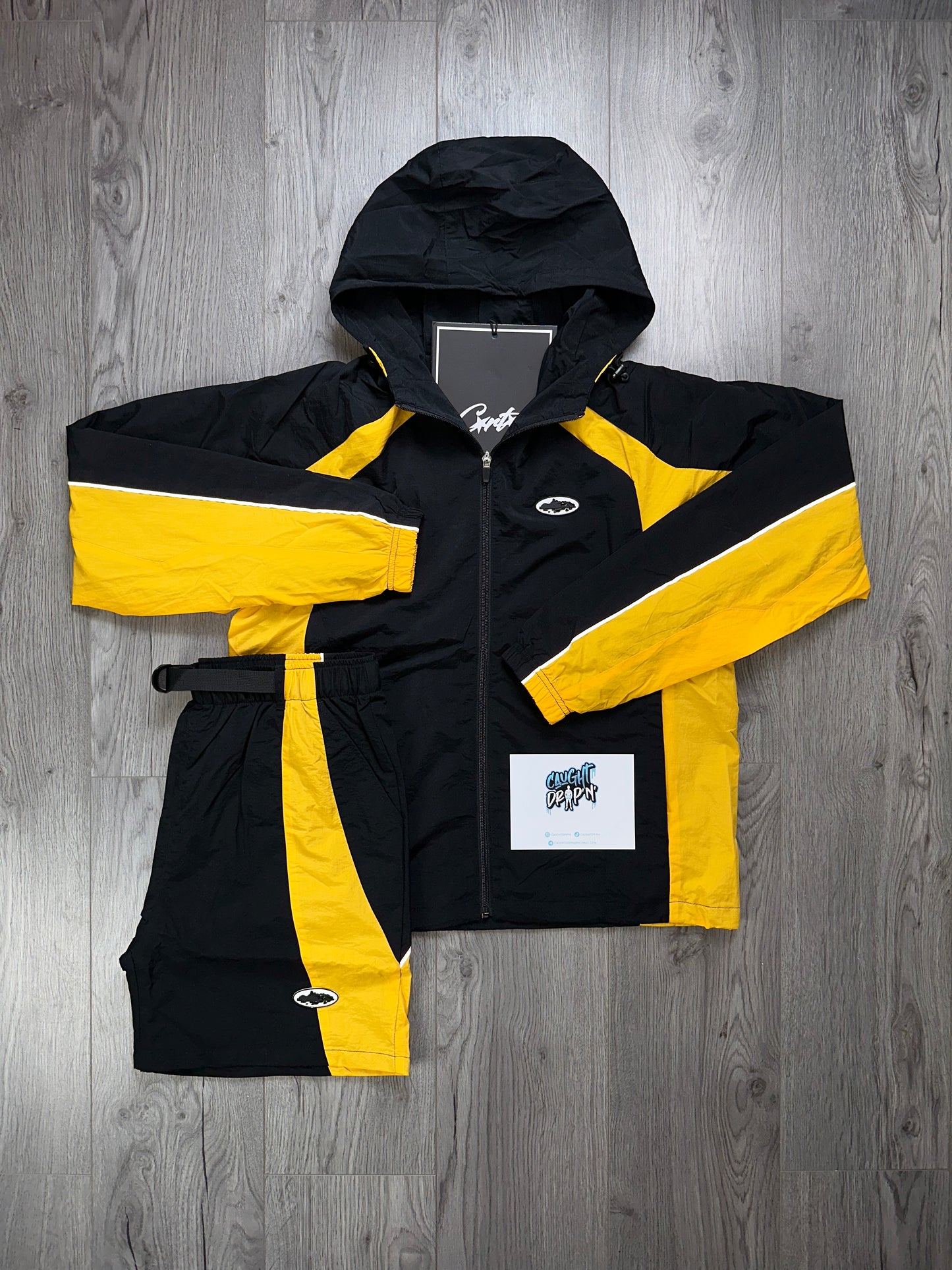 Corteiz Black | Yellow Windbreaker Set