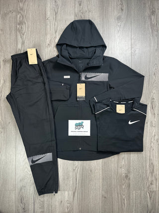 Nike 3 Piece Woven Performance Tracksuit Black, Silver | OG Miler Tee