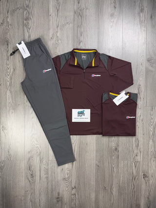 Berghaus 3 Piece Half Zip Maroon | Dark Grey Tracksuit