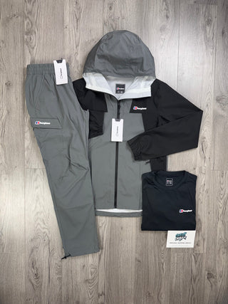Berghaus 3 Piece Light Windrunner Black Tee | Dark Grey Tracksuit