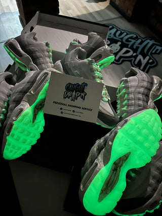 Nike Air Max 95’s Light Bone | Green Glow In The Dark