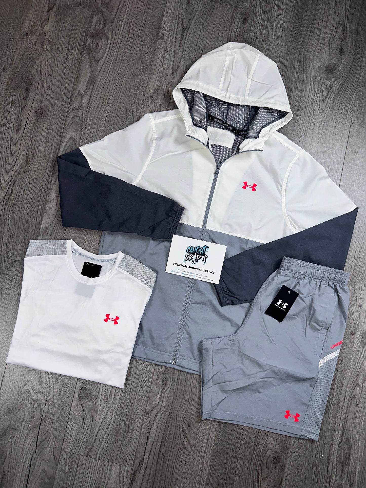 Under Armour 3 Piece Windrunner Set Grey | White