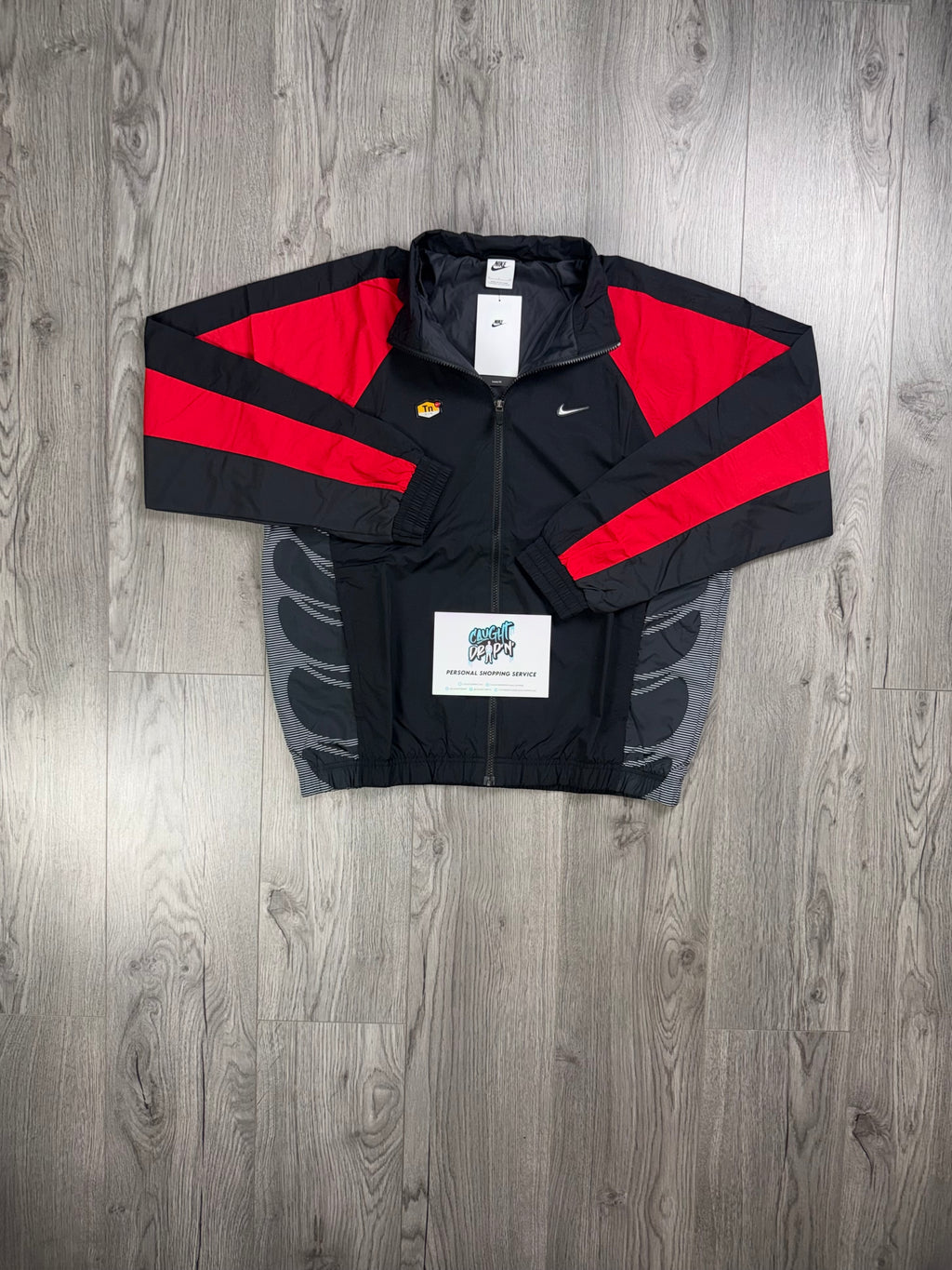 Nike TN Black, University Red Track Jacket (Oversized Fit. Recommend S ...
