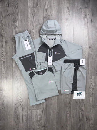 Berghaus 4 Piece Full Zip Light Grey, Dark Grey Tracksuit | Shorts Set